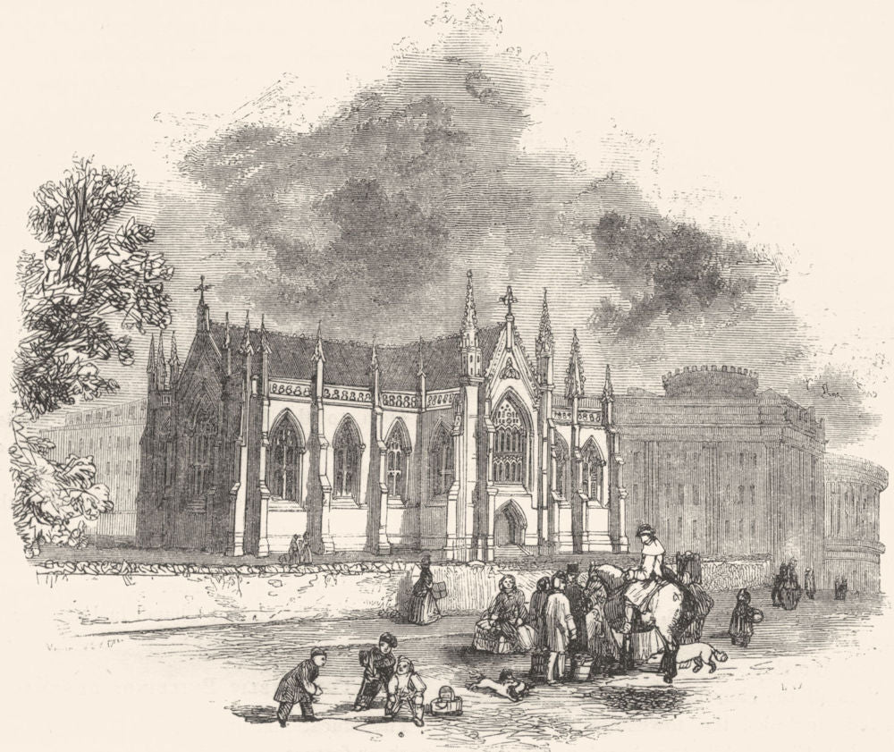 YORKSHIRE. Leeds. Mill-hill Chapel 1850 old antique vintage print picture